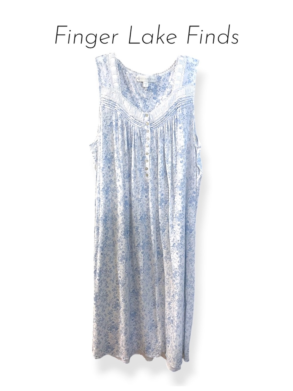 Eileen West White and Light Blue Floral Nightgown, XL